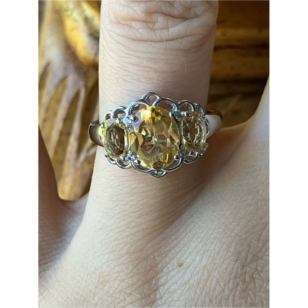 Natural Brazilian Citrine Sterling Silver Ring Size 7
